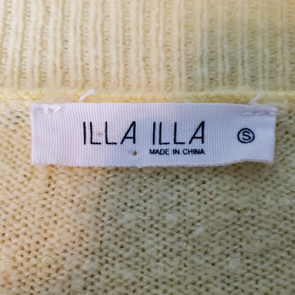 Illa Illa Yellow Boxy Cropped Sweater with Statement Sleeves. Size Small - Picture 4 of 6